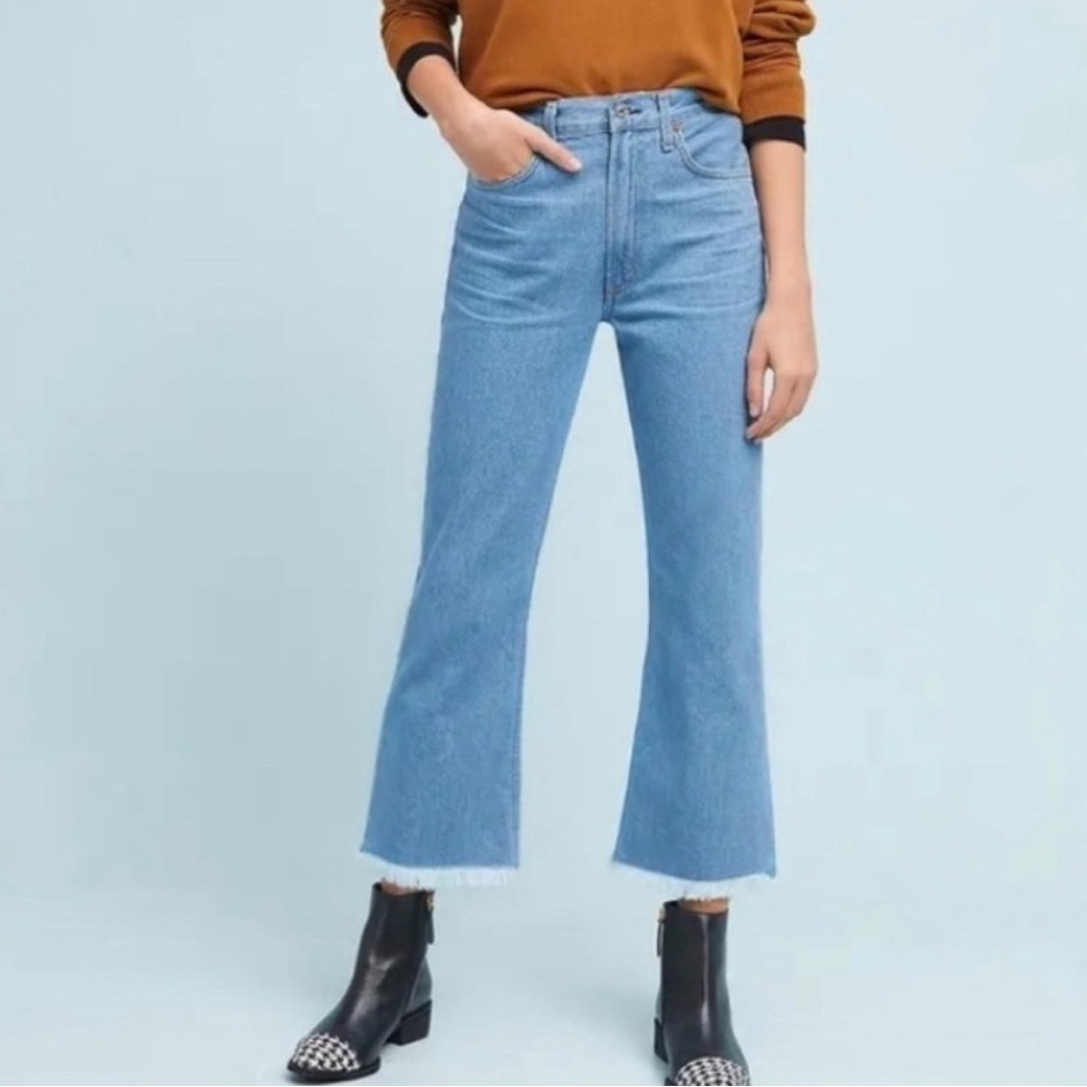 CITIZENS Estella fray high rise ankle flare jeans